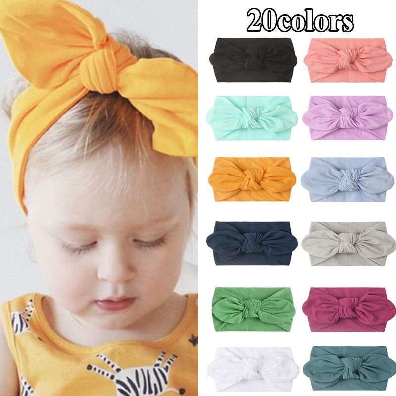 Baby Girls Headband Kids Ribbed Bow-Knot Rabbit Elastic Bow Hair band Cute Gift