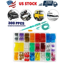 300PCS Car Blade Fuses Assortment Kit+Electrical Circuit Tester Voltage Test Pen