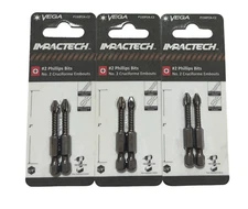 Vega IMPACTECH #2 Phillips Impact Bits 1/4" Hex Shank 6 Pieces