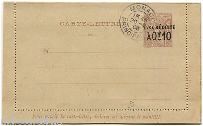 Principaute De Monaco Carte Lettre 1906 Taxe Reduite A 0 10 M Ebay