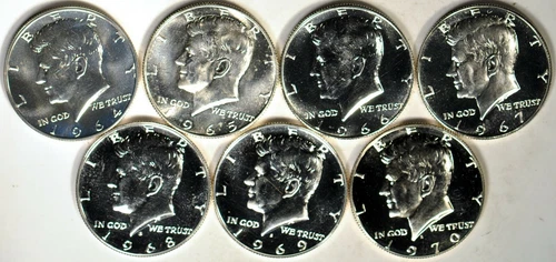 (7) Silver Proof & SMS Kennedy Half Dollars, 1964-1970S  K9022