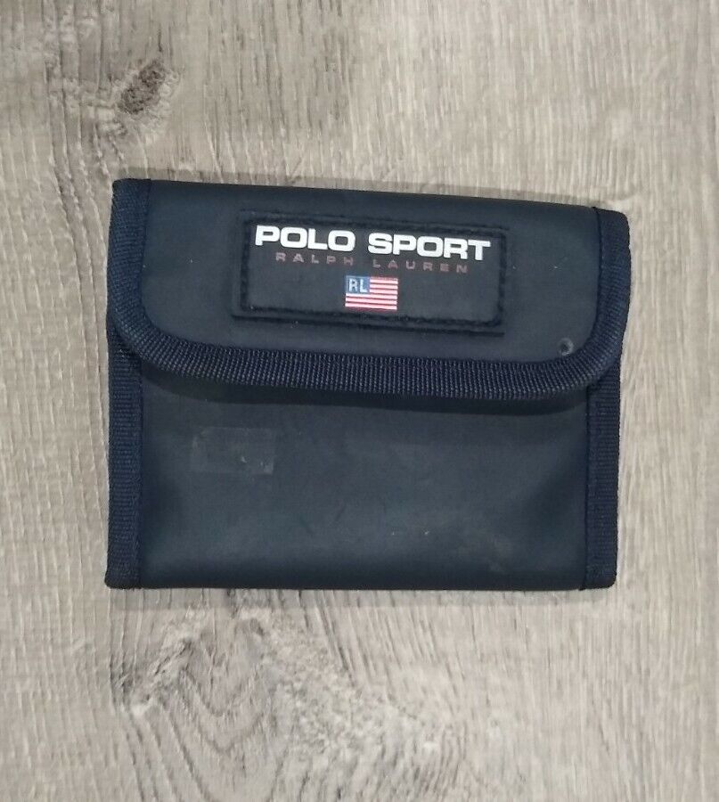 Vintage 90s Polo Sport Ralph Lauren Spell Out Trifold Wallet blue