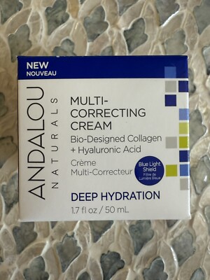 Andalou Naturals Deep Hydration Multi-Correcting Cream Hyaluronic Collagen New