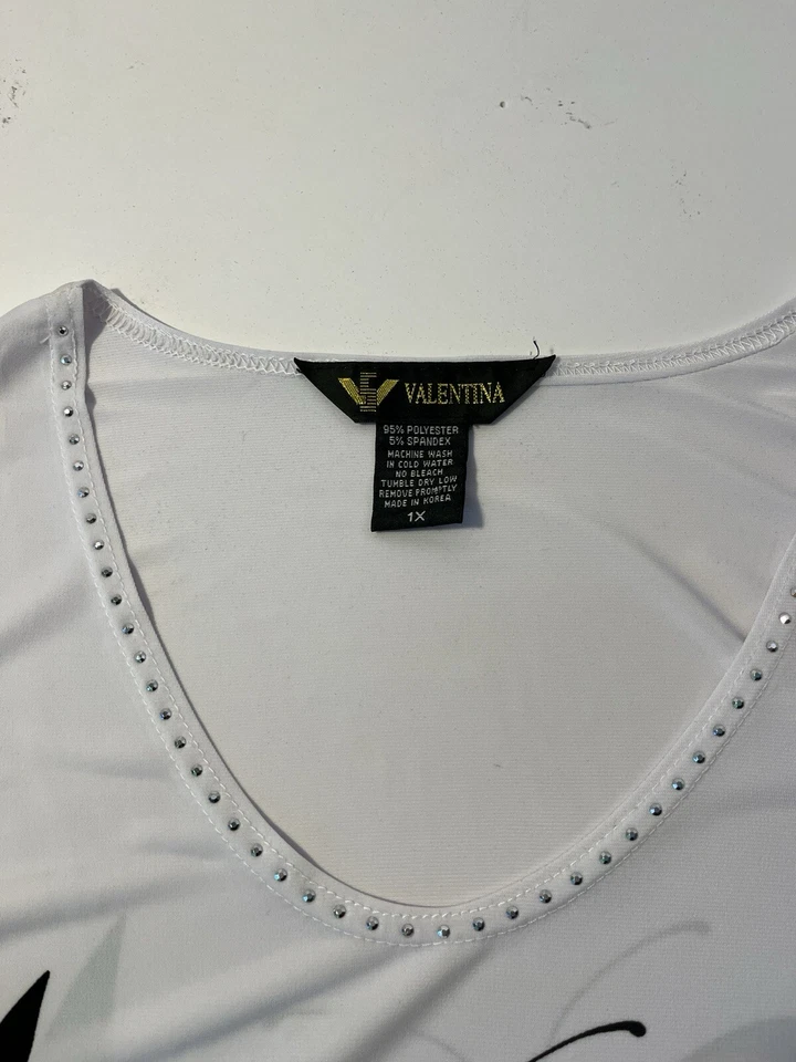 "Blusa artística Valentina roja/negra/blanca talla XL 3/4 manga pecho 46"" largo 26""" Foto 3 de 4