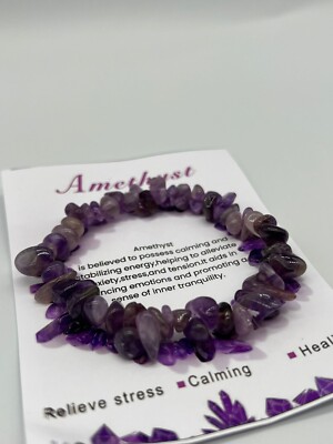 Amethyst Bracelet 8mm Raw Handmade Natural Stone Healing Crystals for Health