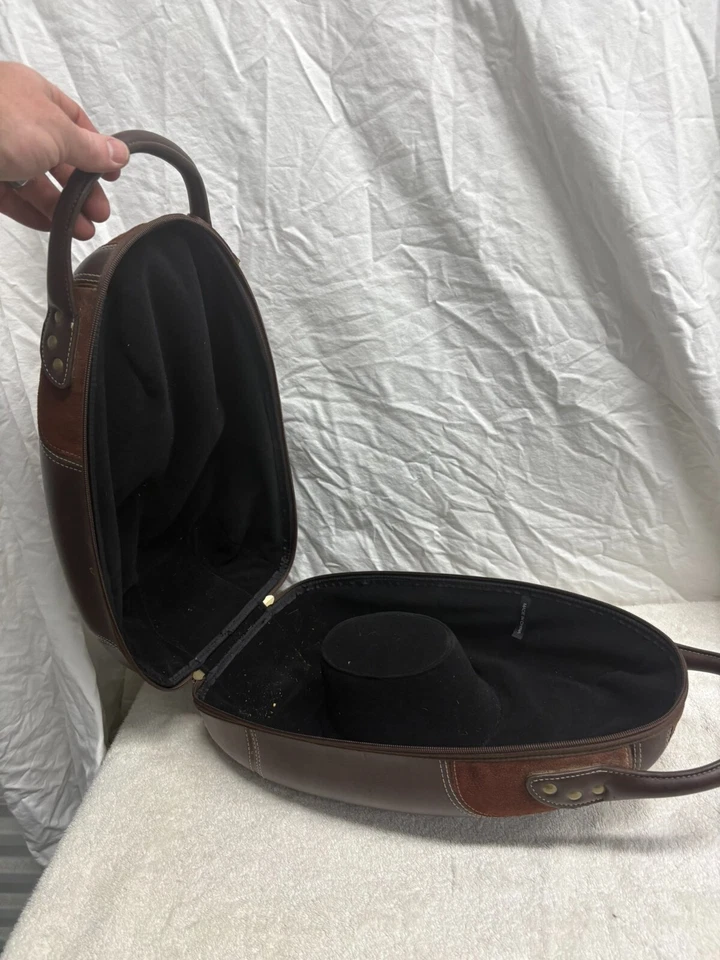 Troxel Brown Leather Horse Riding Helmet Case Tote Equestrian - Image 3 of 4
