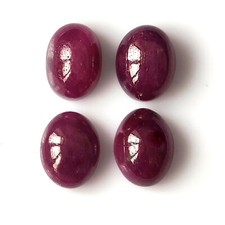 Natural Red Ruby Cabochon Unheated 7x9 mm Oval Calibrated Gemstone 4 Pieces Lot