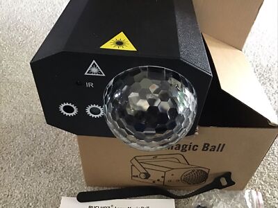 Laser Magic Ball Disco New LED 2 Remotes Open Box Power Adapter 3 Colors