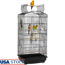 Large Metal Bird Cage Play Top Parakeets Lovebirds Finches W/ Accessories New