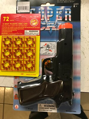 Super Cap Gun Toy Pistol Handgun Fires 8 Shot Ring Caps Ages 8+