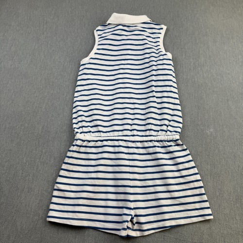 Polo Ralph Lauren Girls Large 12-14 White Blue Striped 100% Cotton Mesh Romper - Picture 16 of 16