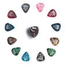 Dadi 12x Pearloid Guitar Picks with Holder – Plectrum Set, Choose Your Gauge