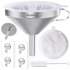 KALAVE Premium Stainless Steel Funnel, 5 Inch Food Grade Kitchen Funnels