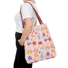 Image of Cute Marine Life Tote Bag, Adorable Aquatic Design for Beach Days, Eco-Friendly