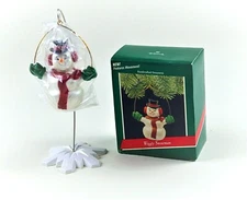 1989 HALLMARK Christmas Ornament - WIGGLY SNOWMAN (QX489-2) - NIB (wiggles)