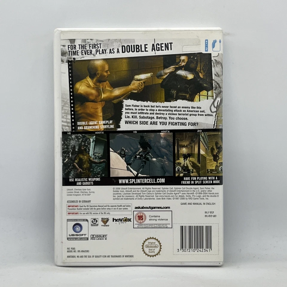 Tom Clancys Splinter Cell Double Agent Nintendo Wii Video Game Free Post PAL - Image 2 of 4