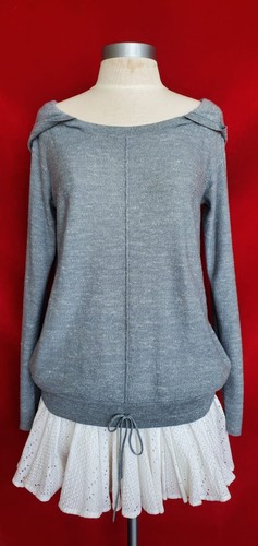 Donna Karan Light Blue Gray Cashmere Hoodie Sweater Top Size S - Picture 4 of 7