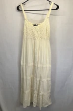 Jennifer Lauren White Cotton Sundress Shirred Top Sleeveless Size M