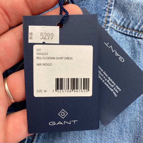 GANT Women Navy Blue Denim Short Sleeves Shirt Dress Size EU 36 UK 8 US 6 - Picture 4 of 10