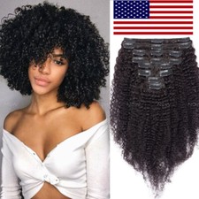 120g Thick Afro Kinky Curly Clip in Human Hair Extensions Double Weft Full Head