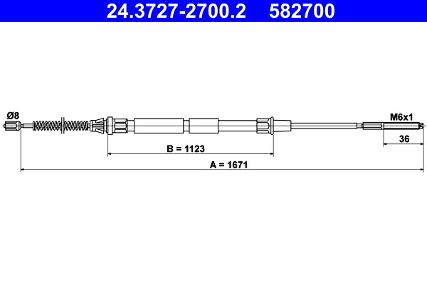 ATE Handbremsseil L/R FüR Inca Caddy 2 1.4-1.9D 11.95-01.04 VW Seat OE 6K9609721-image