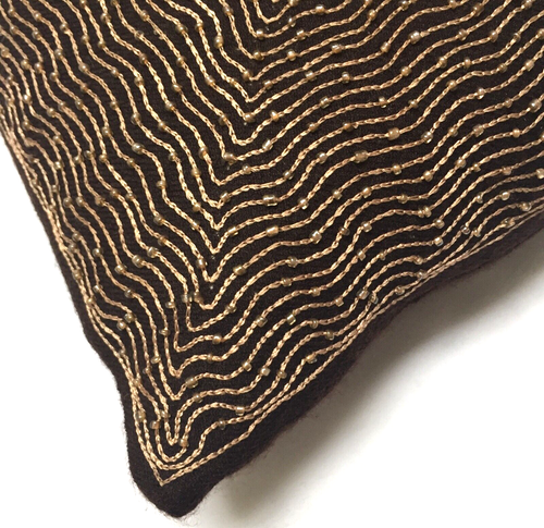 Anke Drechsel Cushion Unikat Meisterstück Embroidered Cashmir Kissen Braun Gold - Bild 2 von 11