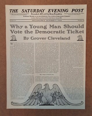 Antique - Why A Young Man Should Vote Democrat - Grover Cleveland - 1904 Article