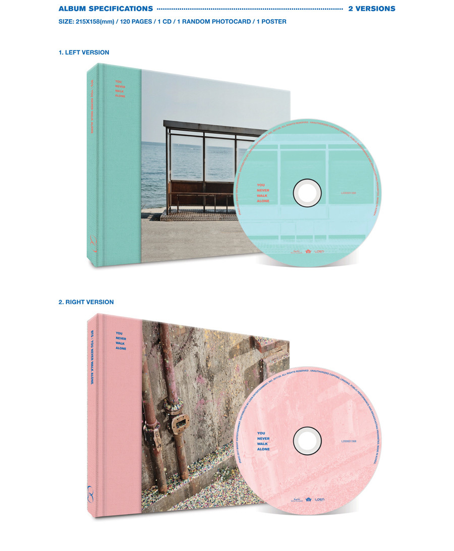 BTS [YOU NEVER WALK ALONE] Album LEFT/RIGHT CD+Photo Book+Card+