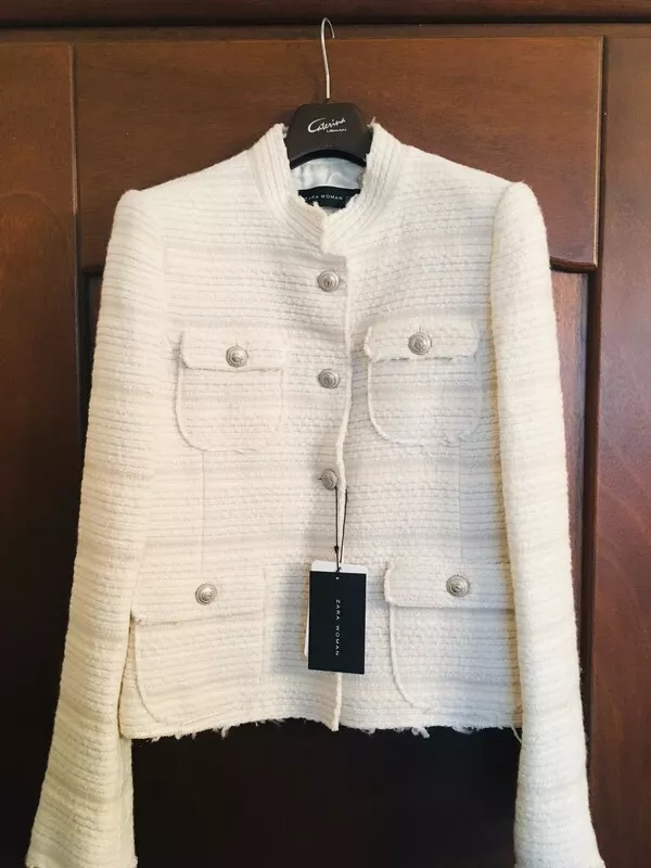 RARE ZARA WHITE BLAZER WITH BUTTONS JACKET COAT EXTRA SMALL - XS