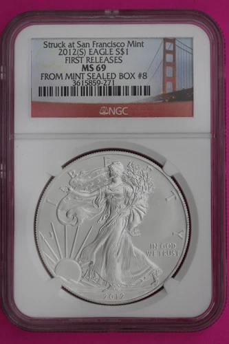 2012 S MS 69 Silver Eagle Coin 1 OZ .999 NGC Certified Graded Authentic Slab 542