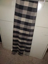 WOLFMARK 100% BAMBOO LONG GREEN  TARTAN PLAID FRINGED SCARF Eco Friendly NEW