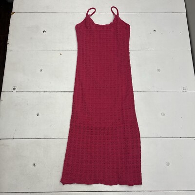 hot pink crochet dress Rosa Crochet Midi Dress - Hot Pink