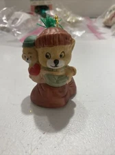 Jasco Bisque Caring Critter Chimers Dad With Son Christmas Tree Orn 3 1/2" JA