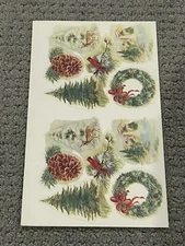Vintage Large Christmas Trees Sticker Sheet 1 Sheet