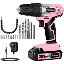 Vitesse variable 20V Ensemble de forages électriques pour les projets à domicile - rose