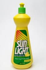 1992 Sun Light Dish Soap 22 oz Vintage Lemon Bottle Almost Full Old Formula