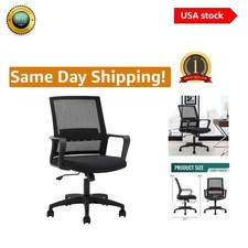 Ergonomic Mesh Office Chair with Lumbar Support - Adjustable  Stylish Black