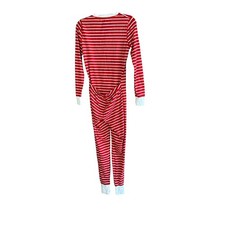 J. Crew Red Striped Union Suit 1 Piece Pajamas Long Johns Size Small