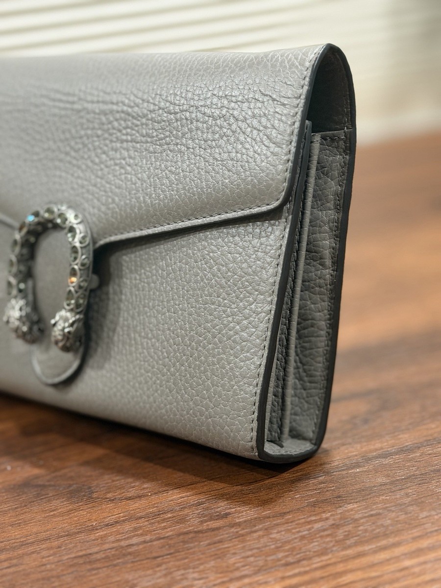 Gucci Dionysus WOC Chain Shoulder Bag Crossbody Gray Silver Women
