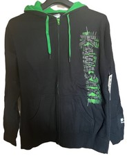 Kawasaki Blister Front Zip Fleece Hoodie Black Adult Logo Hooded Sweat Jacket L