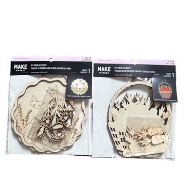 Make Market 9.75'' DIY Easter Egg & Flower Basket Wood Décor Kits-NEw