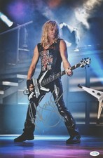 Rick Savage Signed 11x17 Photo Def Leppard Legendary Bassist Hysteria ACOA