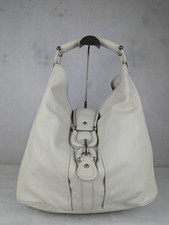 Authentic Burberry White Hillgate Hobo Leather Shoulder bag Made in Italy.