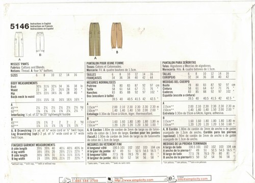 5146 Simplicity Misses Cargo Pants " EASY" Sewing Pattern Size 6 to 16 UC FF - Picture 2 of 2