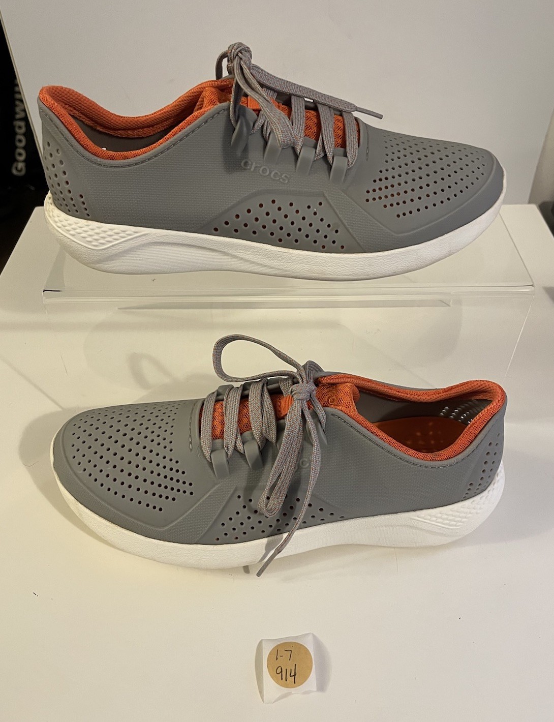 Crocs Literide Pacer Sneaker Gray/Orange Men&rsquo;s Sz. 9M