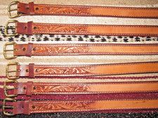 Vintage Western C M Co Tooled Embossed Leather Belts 6 pc Size 26 NEW
