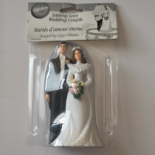 Vintage Wilton Lasting Love Wedding Couple Figurine, Floral, 4.5 in, White Black