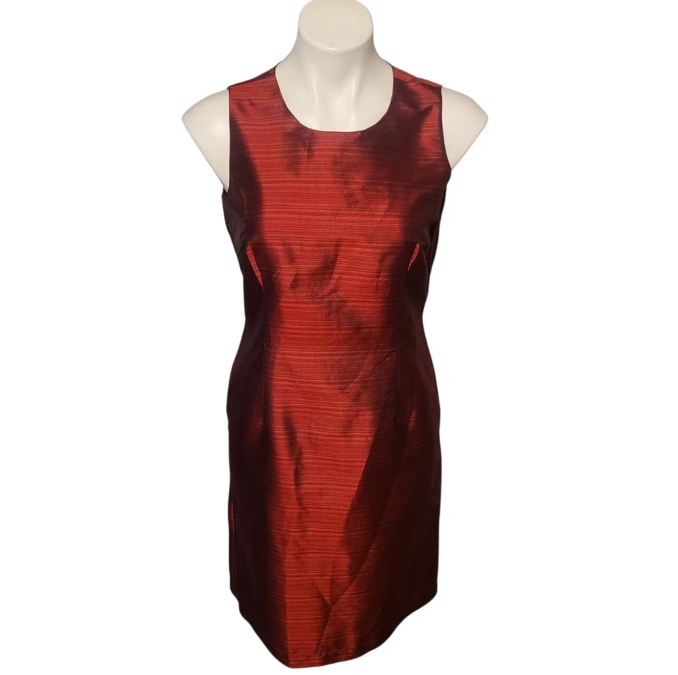 Vestido Vintage Mary McFadden Colección 100% Seda Rojo Sin Mangas Talla 6 Muy Bueno Foto 2 de 4