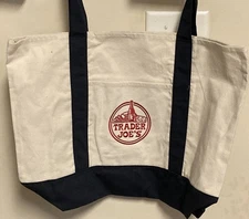 Trader Joe’s Canvas Tote Navy Red Grocery Bag Shopping Eco Reusable Shopper NWT