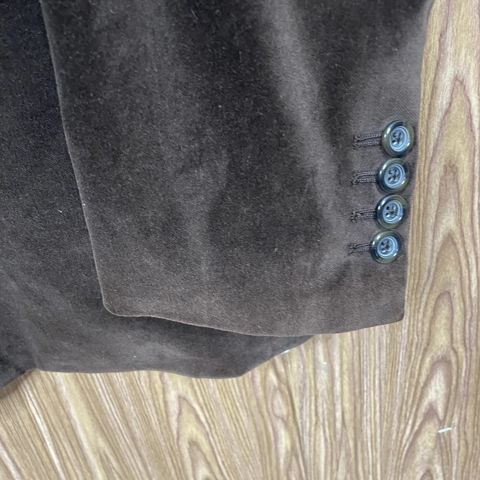 Abrigo deportivo Merona para hombre 48R marrón liso suave texturizado 100 % algodón tres botones Foto 3 de 4